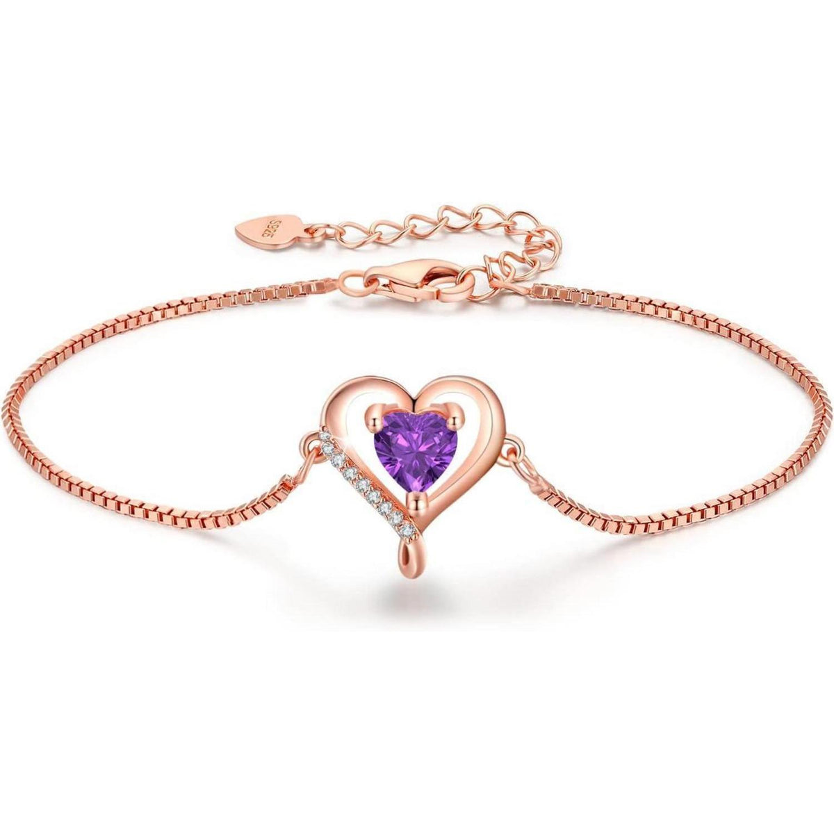Herz Armband Damen Rosegold Sterling Silber 925 Verstellbar Geschenk