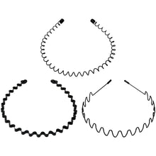 Metall Stirnband Set - 3 Stück Schwarz Welle Haarreif