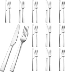 Edelstahl Steakbesteck Set 24-teilig für 12 Personen, Silber