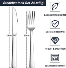 24-teiliges Steakbesteck-Set aus Edelstahl für 12