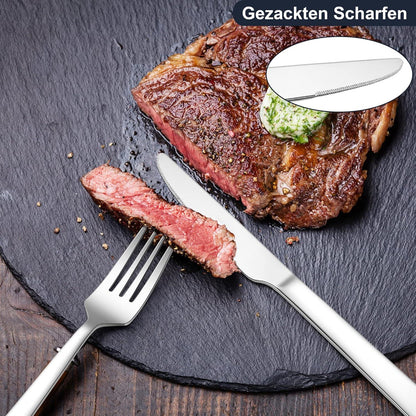 Herogo 24-teiliges Edelstahl Steakbesteck Set für 12 Personen