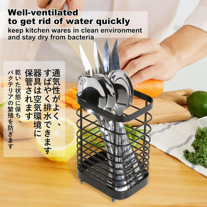 Besteckkorb Edelstahl Rostfrei Organizer Küchenutensilien Schwarz