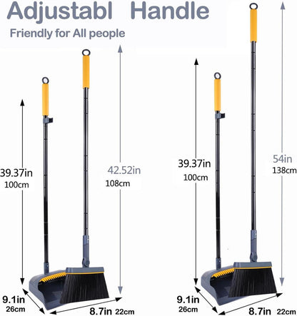 Besen Kehrschaufelset, Langem Griff, 180 Grad Drehbar, Haus Büro