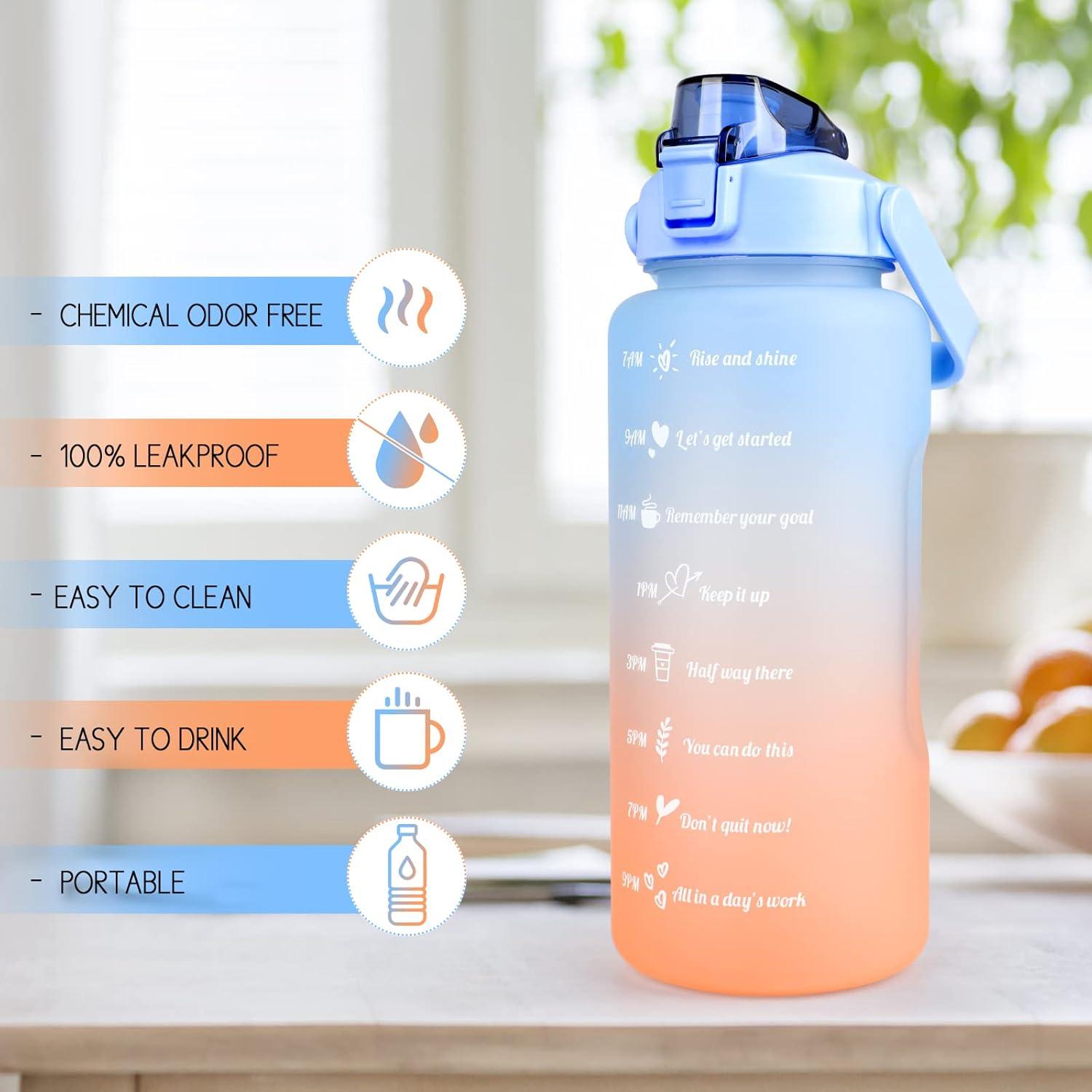 CodiCile 2L Sport Trinkflasche BPA Free Zeitmarkierung Lock Abdeckung Blau
