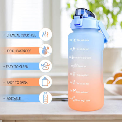 CodiCile 2L Sport Trinkflasche BPA Free Zeitmarkierung Lock Abdeckung Blau