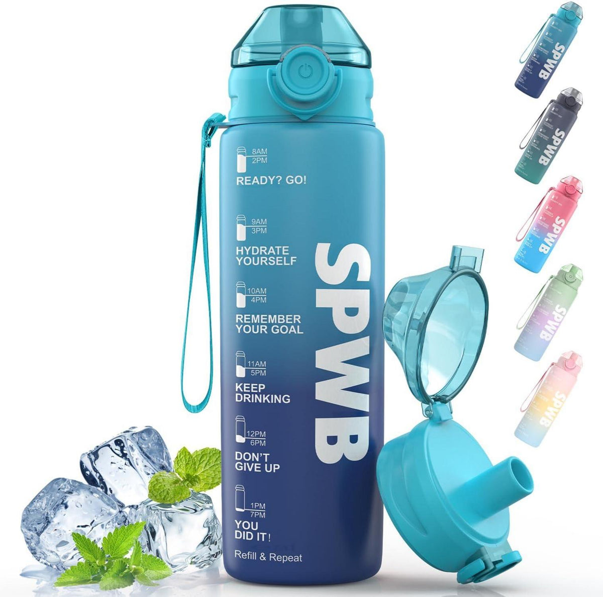 Trinkflasche 1L Auslaufsicher BPA-frei mit Filter Zeitmarkierung