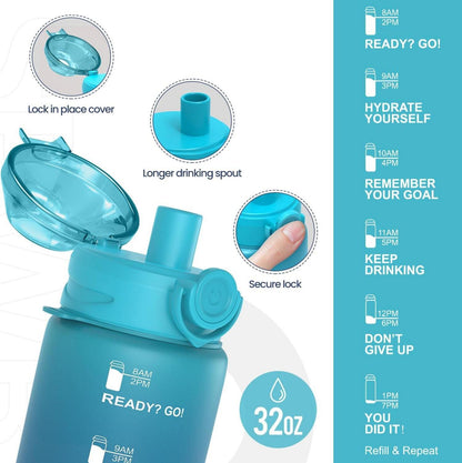 Trinkflasche 1L Sportflasche BPA-frei Filter Zeitmarkierung