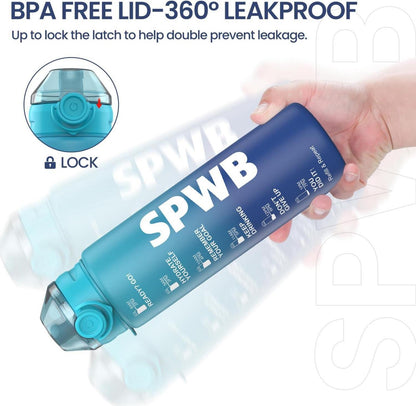 Trinkflasche 1L Sportflasche Auslaufsicher BPA-frei Filter Zeitmarkierung Reine