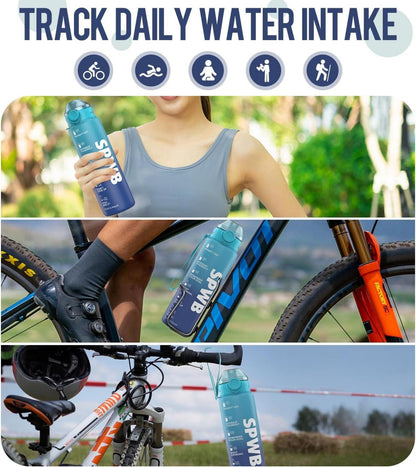 Trinkflasche 1L Sportflasche Auslaufsicher BPA-frei Filter Zeitmarkierung Reine