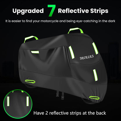 Motorrad Abdeckplane 300D Oxford Wasserdicht Winterfest 245x105x125cm Fluoreszierend Grün
