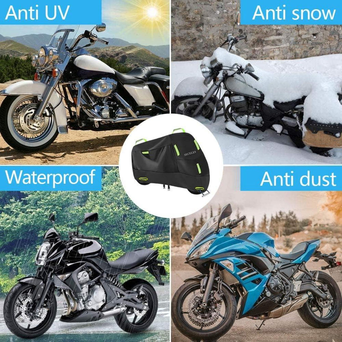 Motorrad Abdeckplane Wasserdicht 300D Oxford Winterfest XXL