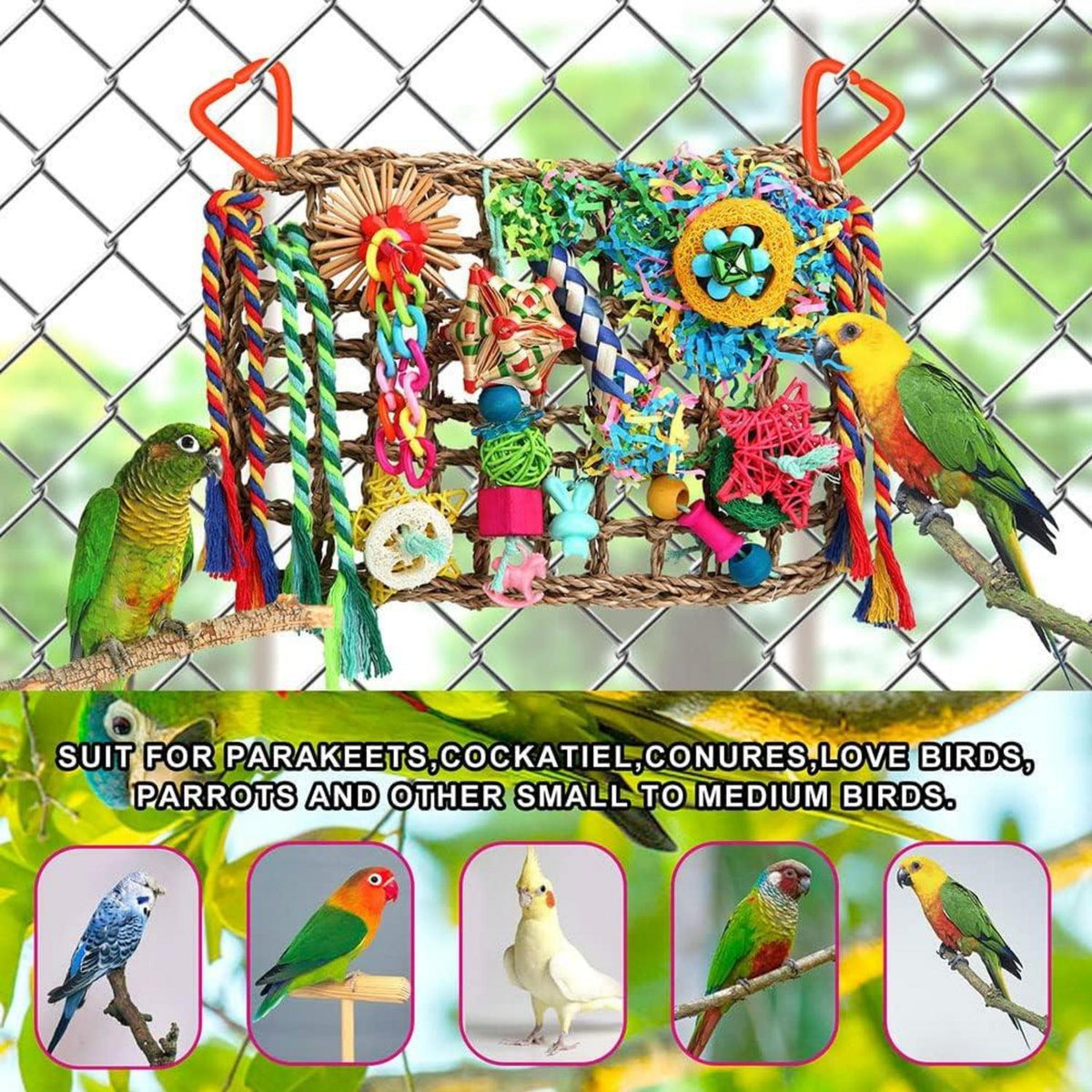 Vogelspielzeug für Sittiche Nymphensittiche Lovebirds