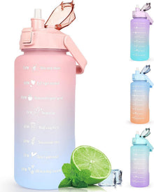 Auslaufsichere 2L Sport Trinkflasche mit Zeitmarkierung und Strohhalm