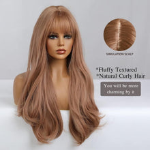 24 Zoll Erdbeere Blonde Langwellig Perücke mit Pony für Damen