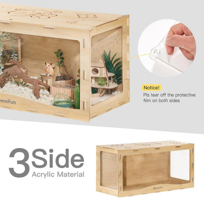 MEWOOFUN Hamsterkäfig Holz groß für syrische/Zwerg Hamster - 100x50x50 cm