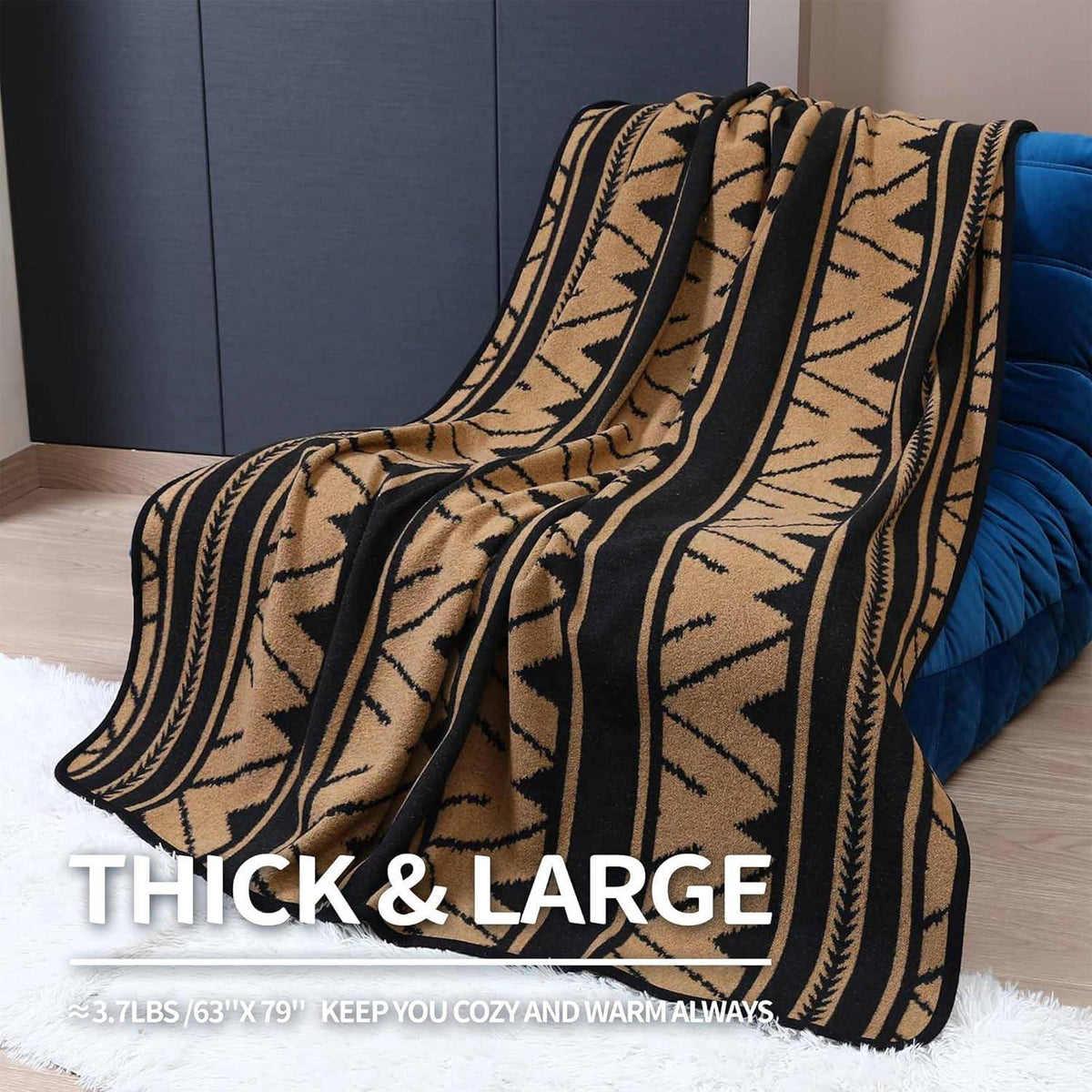 Merinowolle Campingdecke – Warm, Weich & Waschbar – 160x200 cm Khaki