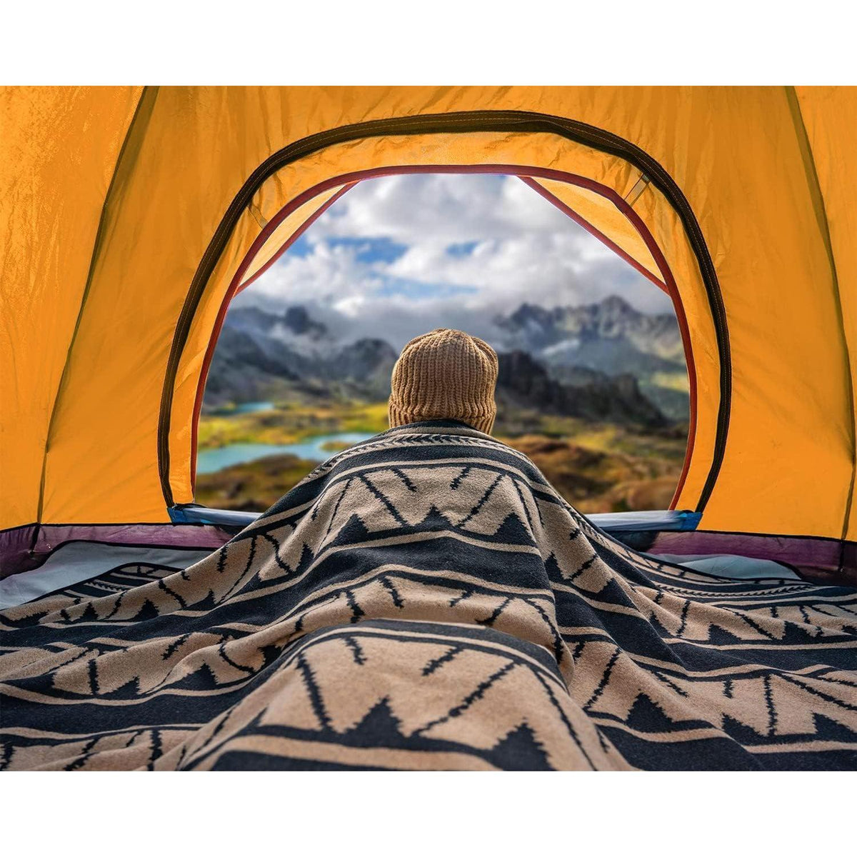 Merinowolle Campingdecke – Warm, Weich & Waschbar – 160x200 cm Khaki