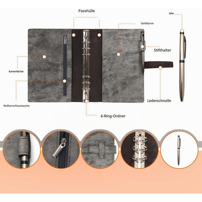 Ringbuch A5 – Notizbuch & Organizer mit Punktrasterpapier in Lederoptik