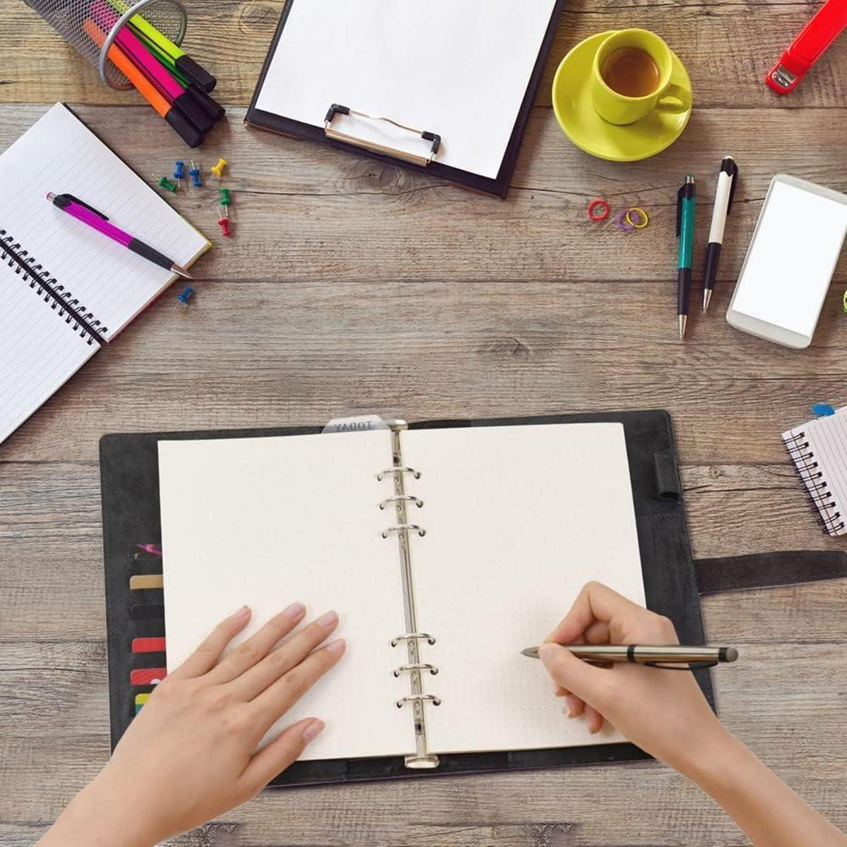 Ringbuch A5 – Notizbuch & Organizer mit Punktrasterpapier in Lederoptik
