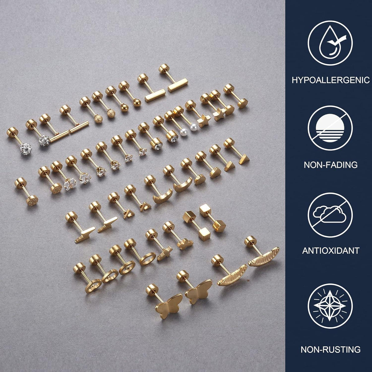 24 Paar Kleine Ohrstecker Damen Set Chirurgenstahl Hypoallergen