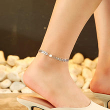 Damen Fußkettchen Zirkonia Fischgrätkette Silbrig 4mm 6mm