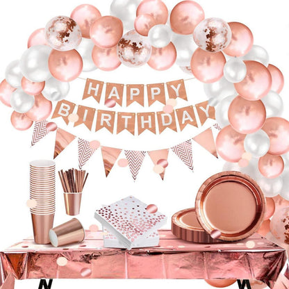 Partydeko Set Happy Birthday Girlande Luftballons Tischdecke
