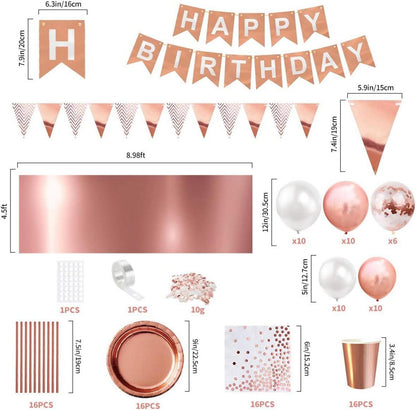 Partydeko Set Happy Birthday Girlande Luftballons Tischdecke