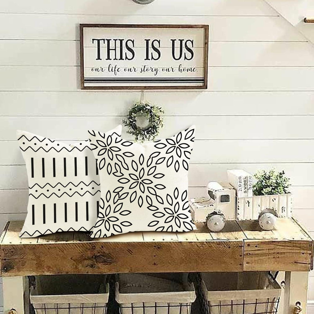 Kissenbezüge Leinen 4er Set Dekokissen Sofa Gartenbett 50x50cm Creme