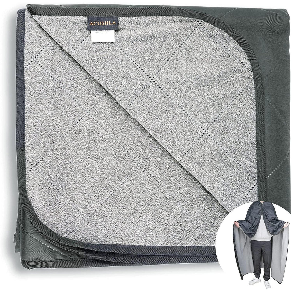 Wasserdichte Fleece Campingdecke – Grau, 145x200 cm