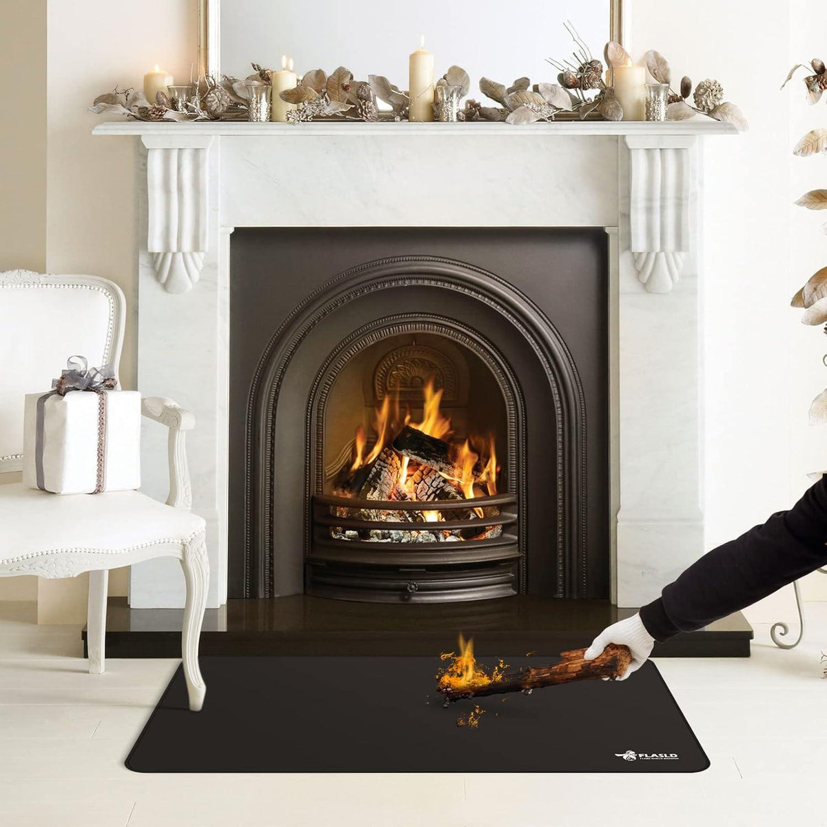 Feuerfeste Grillmatte 60x104 cm Schwarz hitzebeständig