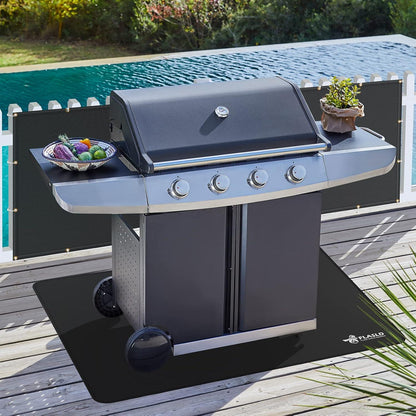 Feuerfeste Grillmatte 60x104 cm Gasgrill Teppich Schwarz