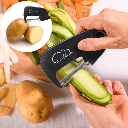 5er-Set Mini Küchenhelfer Schwarz Gemüseschäler Käse