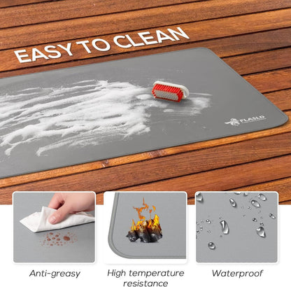 FLASLD Untergrillmatte 81x152 cm feuerfest wasserdicht Silbergrau 32x60 inch