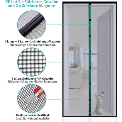 Fliegengitter Tür Magnetisch 100x230 cm – Katzen Sicher & Robust