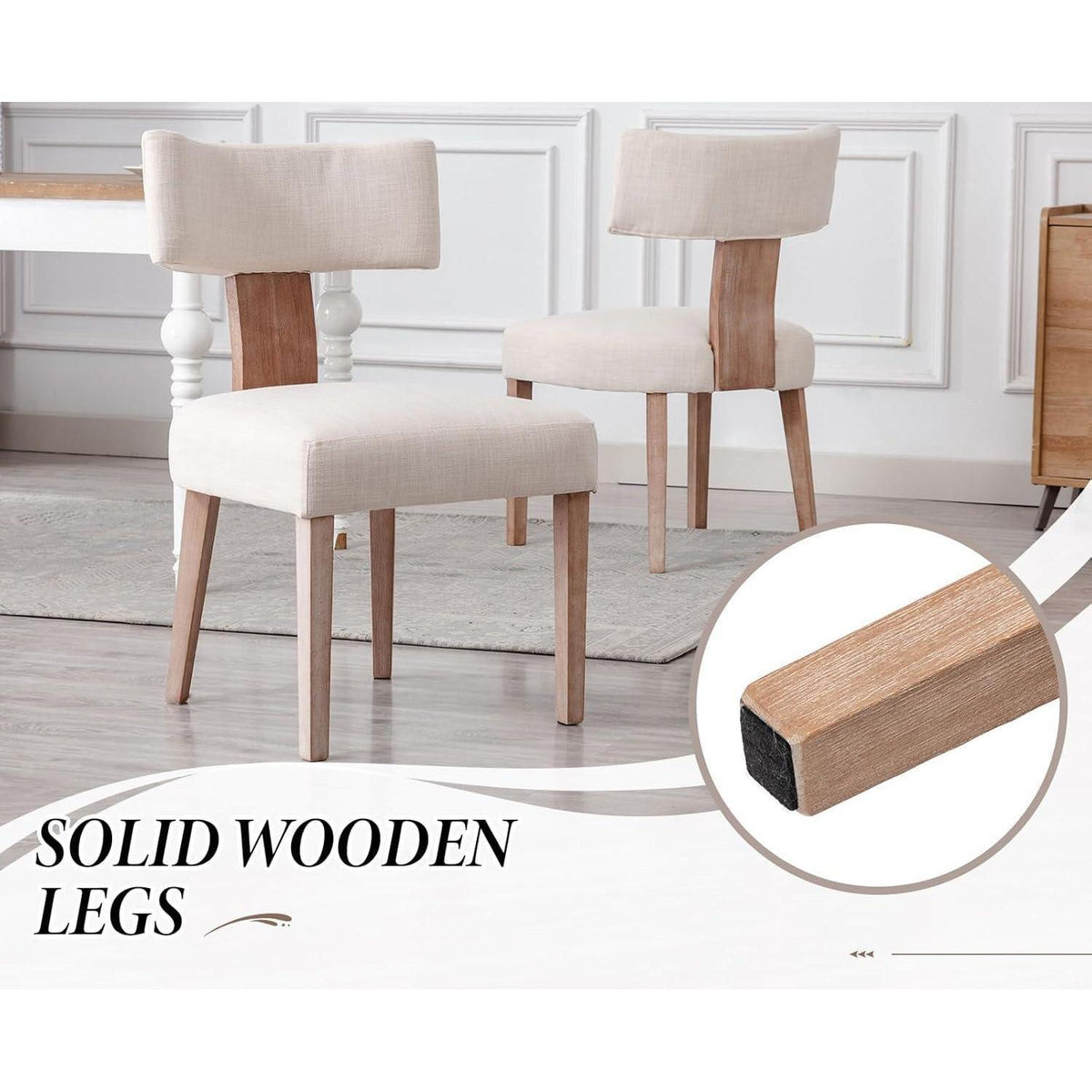 Esszimmerstühle 2er Set Leinen Beige – Komfortable Polsterstühle
