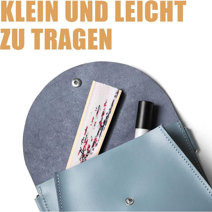 Handfächer Set für Hochzeiten & Partys – 4er Pack Bambus Seide mit Pflaumenmuster