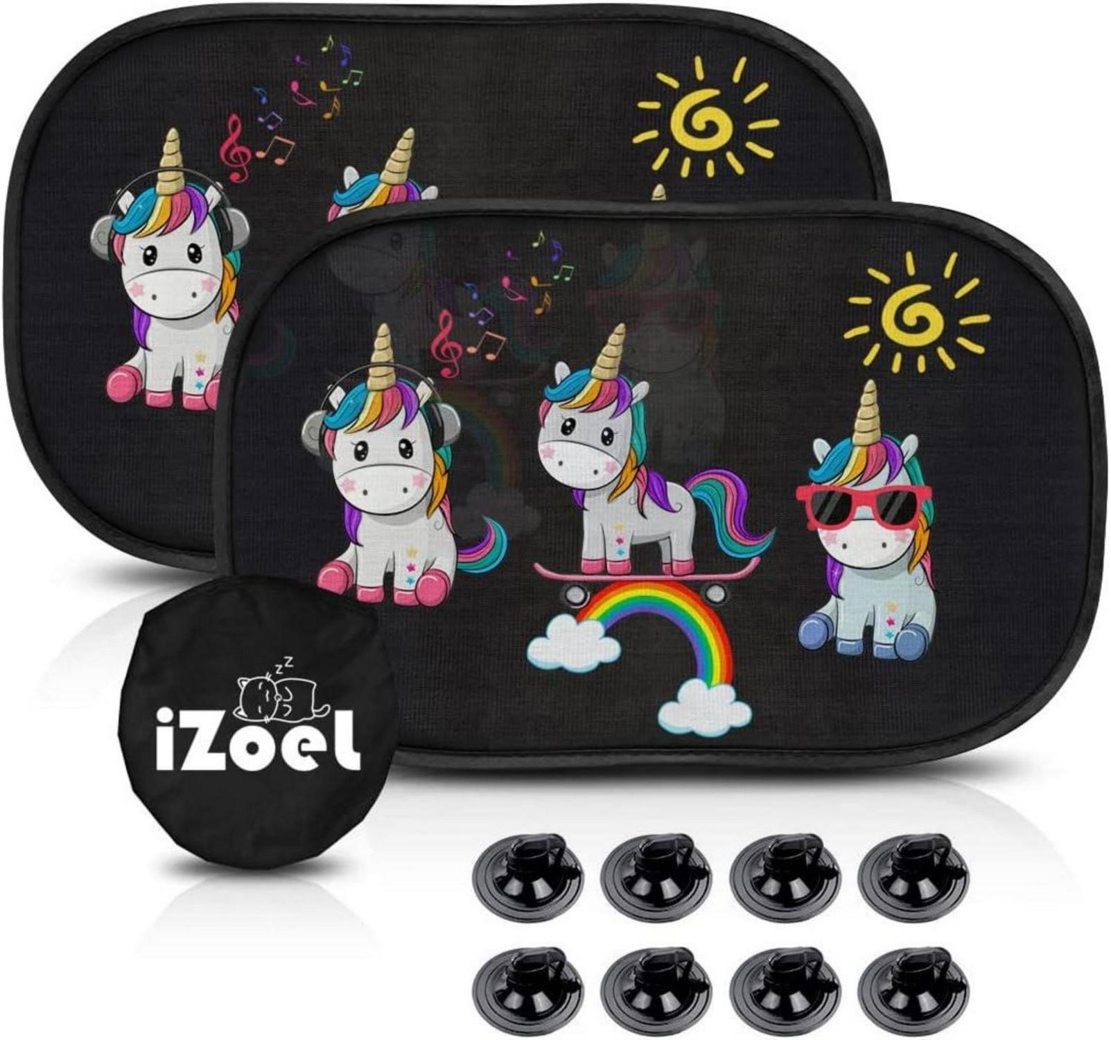Auto Sonnenschutz Baby mit UV Schutz 2er Pack Saugnäpfe Tiere