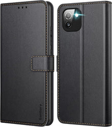 Samsung Galaxy A03 Handyhülle Schwarz Leder Klapphülle