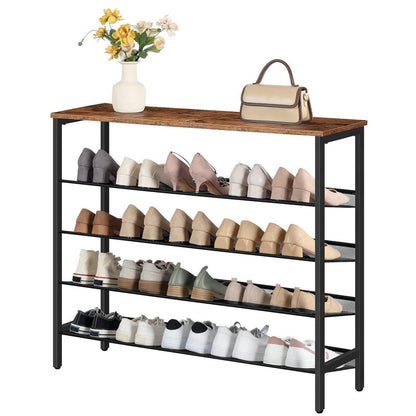 5-lagiges Schuhregal vintagebraun-schwarz, verstellbar