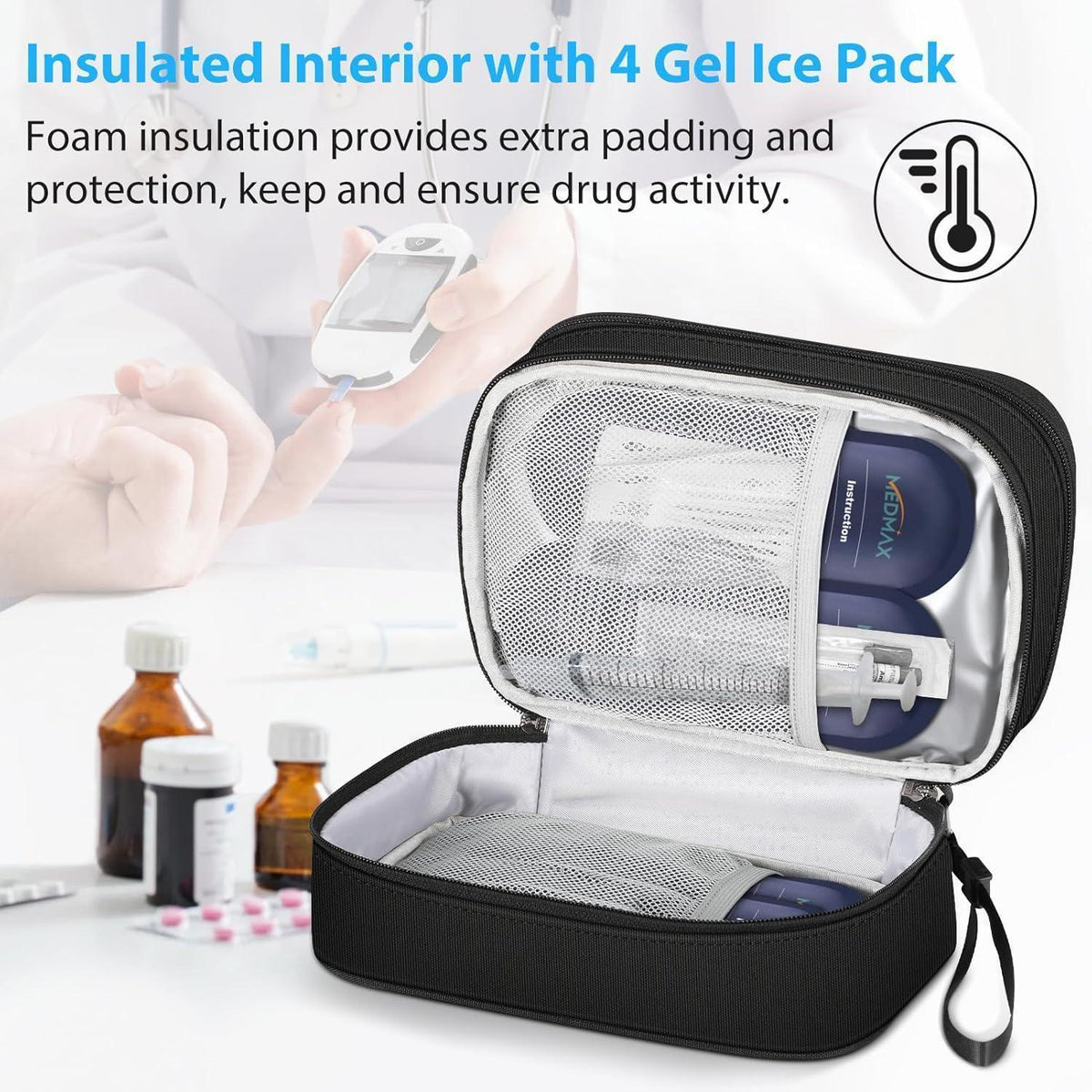 Insulin Kühltasche mit 4 Kühlakkus – Diabetes Reisetasche