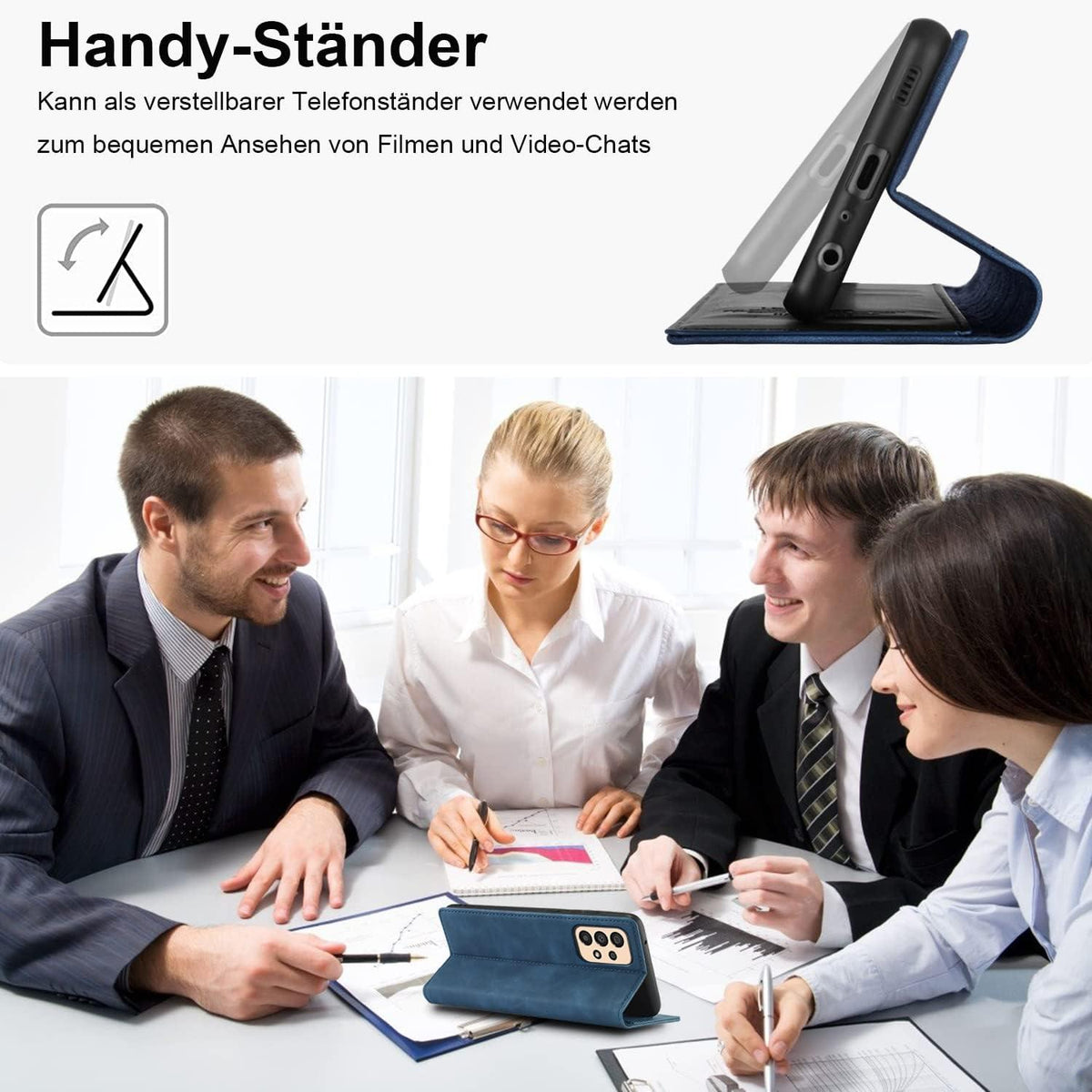 Samsung Galaxy A33 5G Hülle Leder Flip Wallet Schutzhülle Blau
