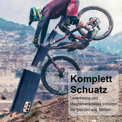 Samsung Galaxy A33 5G Hülle Leder Wallet Flip Blau Schutzfolie