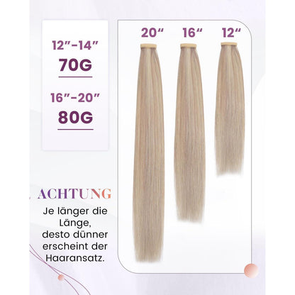 Echthaar Pferdeschwanz Zopf Blond Highlights 35cm