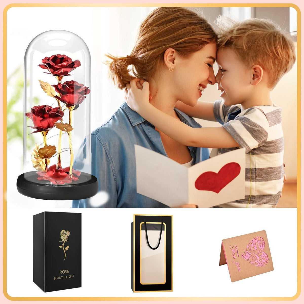 Ewige Rose Glas LED Muttertag Geschenk Frau Freundin Gibt es schon ewige