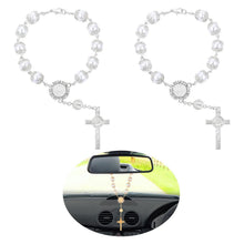 Auto Rosenkranz 2er Set – Kreuz Anhänger für Rückspiegel