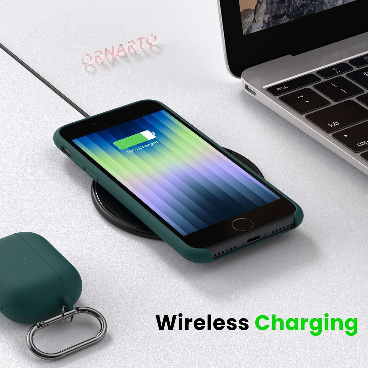 ORNARTO iPhone SE 3 2022 5G Hülle Flüssig Silikon Ultra Dünn Olivgrün