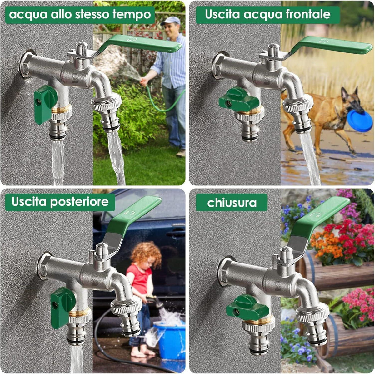 Garten Wasserhahn Doppel Auslaufhahn 3/4 Zoll Messing rost-frostsicher