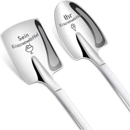 Gravierte Eislöffel für Paare, Geschenkset mit Gravur