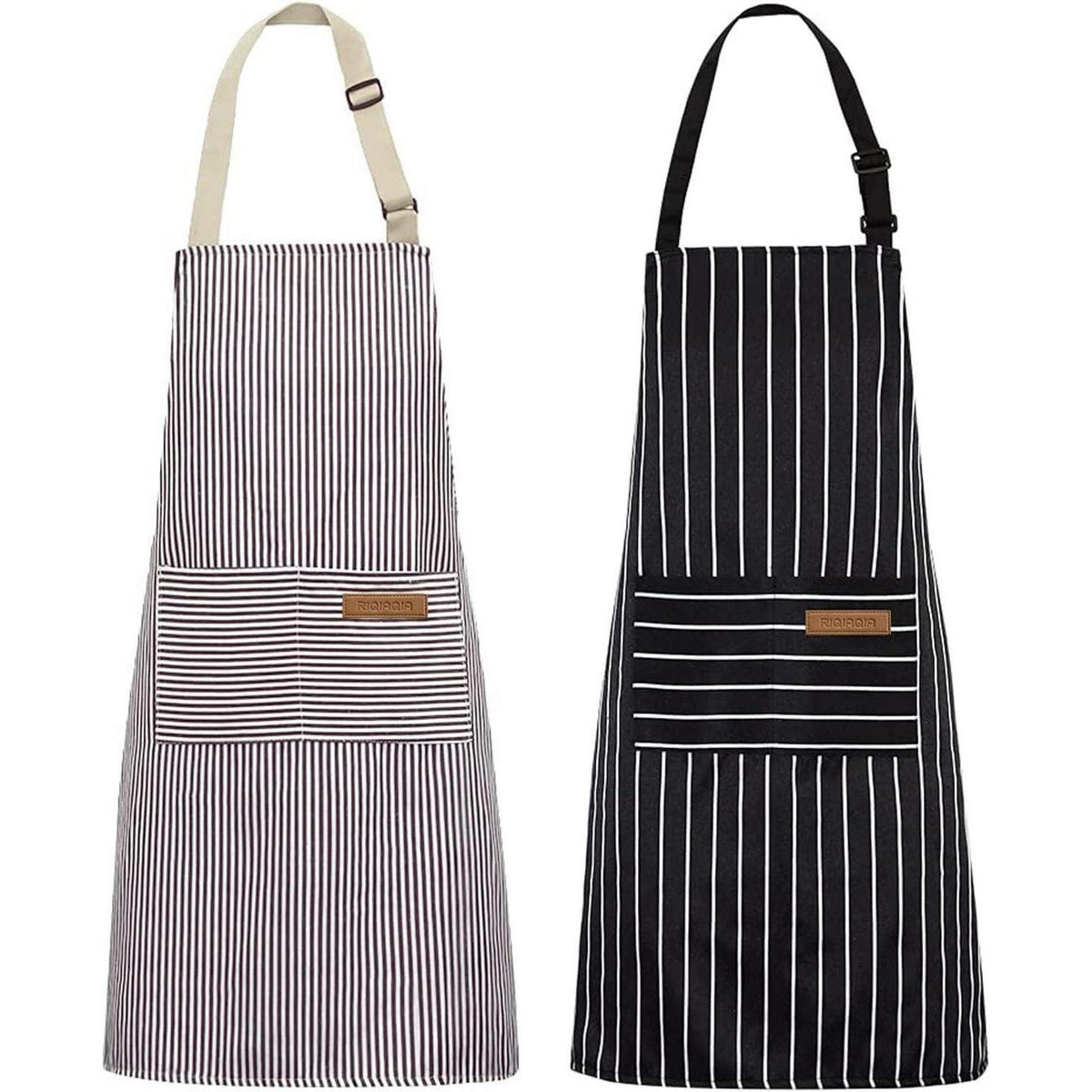 Kochschürzen Damen 2er Set mit Taschen, verstellbar, Baumwolle/Polyester