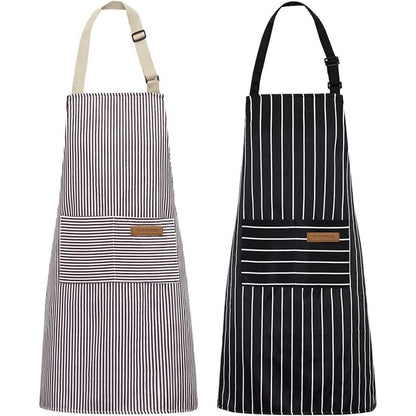 Kochschürzen Damen 2er Set mit Taschen, verstellbar, Baumwolle/Polyester